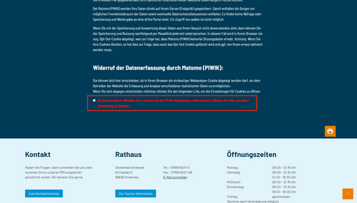 Opt-Out-Klick bei Datenschutzerklärung